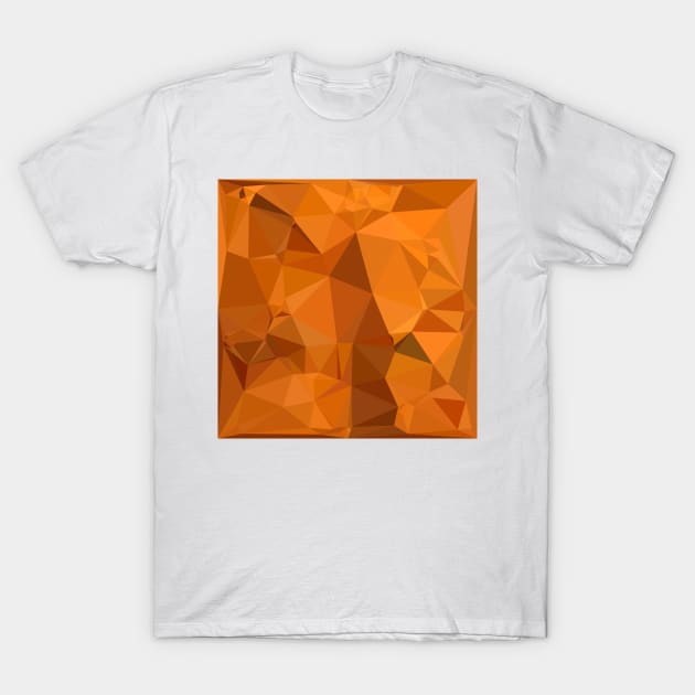 Dark Orange Carrot Abstract Low Polygon Background T-Shirt by retrovectors